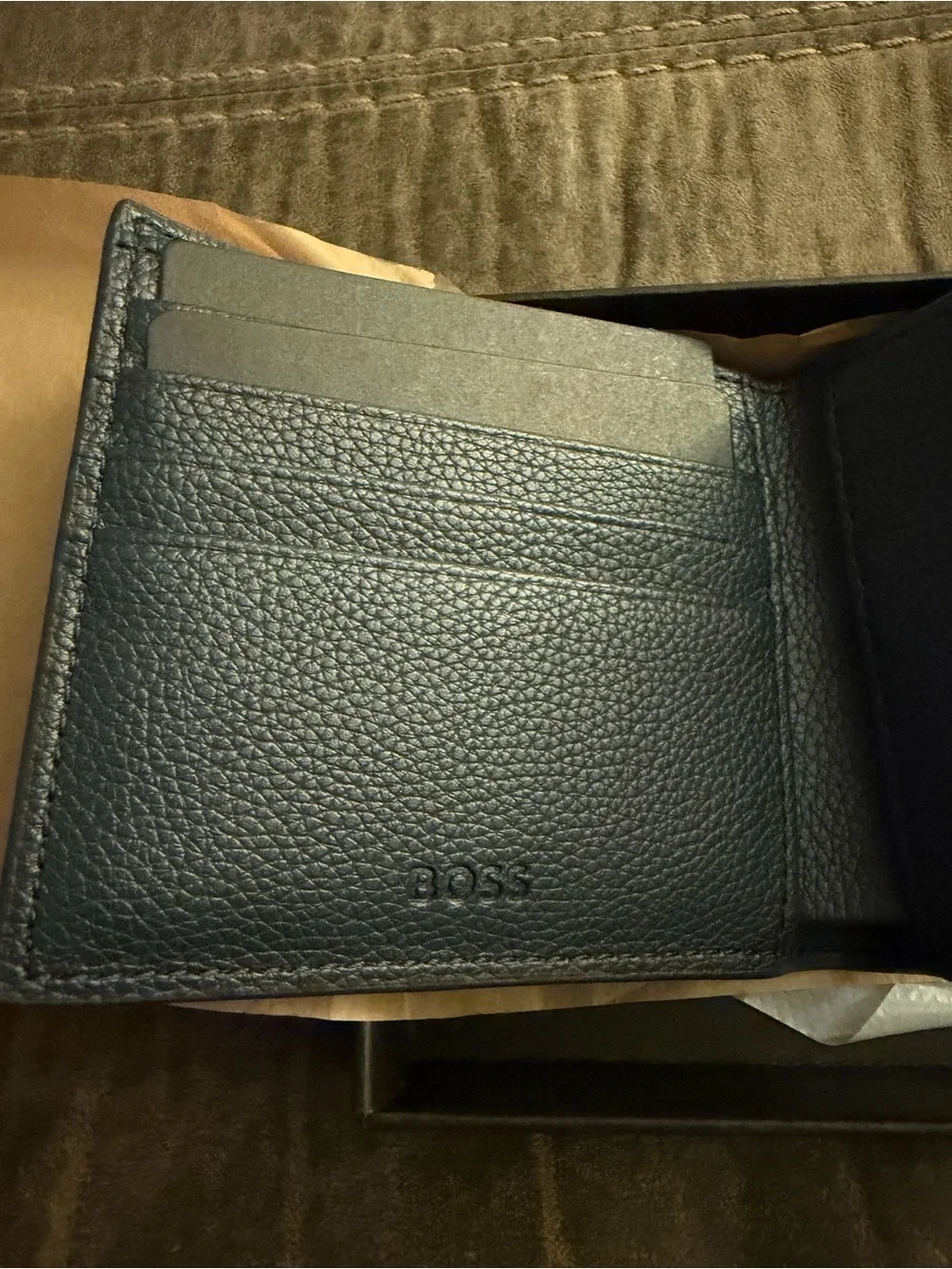 Boss Black and Red Leather Double Billfold Wallet